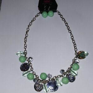 Paparazzi Mint Green and Silver Charm Necklace